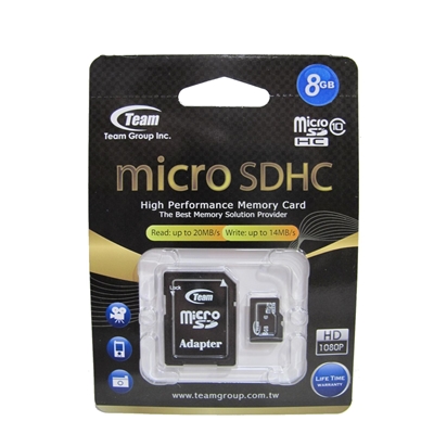 Team 8GB Micro SDHC Class 10 Flash Card with Adapter image 2