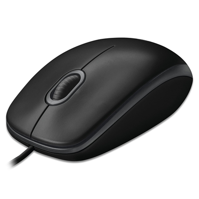 Logitech B100 Wired USB Mouse, 3-Buttons, 1000dpi and Optical Tracking, Ambidextrous Design for PC, Mac and Laptop, Black image 2