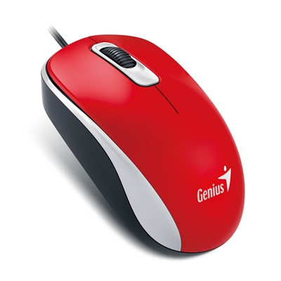 Genius DX-110 Wired USB Plug and Play Mouse, 1000 DPI Optical Tracking, 3 Button with Scroll Wheel, Ambidextrous Design with 1.5m Cable, Red image 2