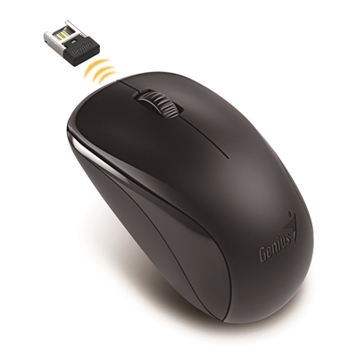Genius NX-7000 Wireless Mouse, 2.4 GHz with USB Pico Receiver, Adjustable DPI levels up to 1200 DPI, 3 Button with Scroll Wheel, Ambidextrous Design, Black image 2