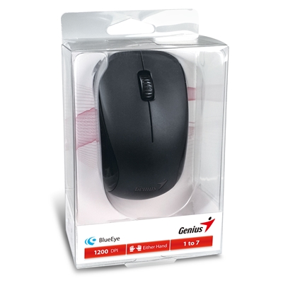 Genius NX-7000 Wireless Mouse, 2.4 GHz with USB Pico Receiver, Adjustable DPI levels up to 1200 DPI, 3 Button with Scroll Wheel, Ambidextrous Design, Black image 6