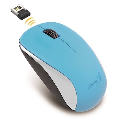 Genius NX-7000 Wireless Mouse, 2.4 GHz with USB Pico Receiver, Adjustable DPI levels up to 1200 DPI, 3 Button with Scroll Wheel, Ambidextrous Design, Blue image 2