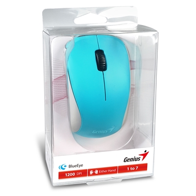 Genius NX-7000 Wireless Mouse, 2.4 GHz with USB Pico Receiver, Adjustable DPI levels up to 1200 DPI, 3 Button with Scroll Wheel, Ambidextrous Design, Blue image 6