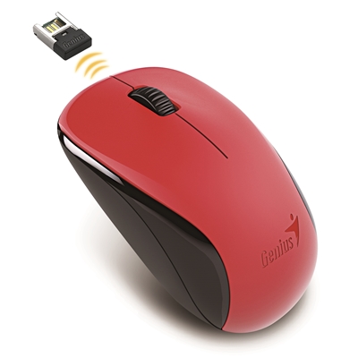 Genius NX-7000 Wireless Mouse, 2.4 GHz with USB Pico Receiver, Adjustable DPI levels up to 1200 DPI, 3 Button with Scroll Wheel, Ambidextrous Design, Red image 2