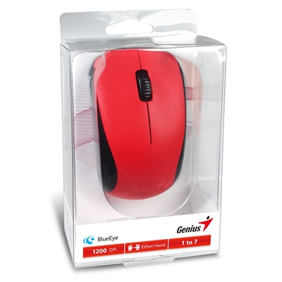 Genius NX-7000 Wireless Mouse, 2.4 GHz with USB Pico Receiver, Adjustable DPI levels up to 1200 DPI, 3 Button with Scroll Wheel, Ambidextrous Design, Red image 6