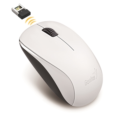 Genius NX-7000 Wireless Mouse, 2.4 GHz with USB Pico Receiver, Adjustable DPI levels up to 1200 DPI, 3 Button with Scroll Wheel, Ambidextrous Design, White image 2