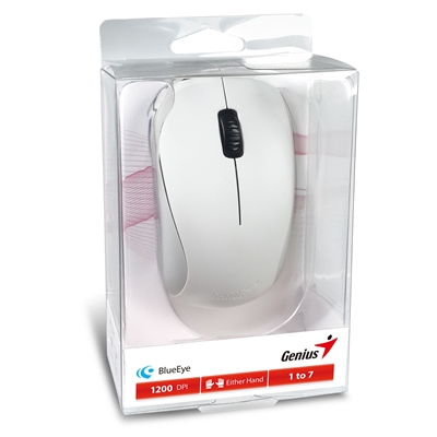 Genius NX-7000 Wireless Mouse, 2.4 GHz with USB Pico Receiver, Adjustable DPI levels up to 1200 DPI, 3 Button with Scroll Wheel, Ambidextrous Design, White image 6