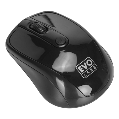 Evo Labs MO-234WBLK Wireless Mouse, 2.4GHz with USB Mini Receiver, 800 DPI Optical Tracking, Ambidextrous Design for PC / Mac / Laptop, Gloss Black image 2