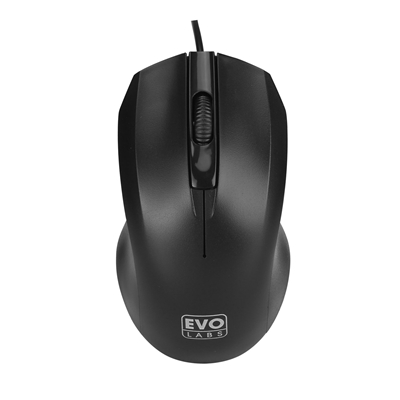 Evo Labs MO-128 Wired USB Plug and Play Mouse, 800 DPI Optical Tracking, 3 Button with Scroll Wheel,  Ambidextrous Design, Matte Black image 2