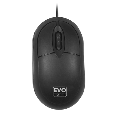 Evo Labs MO-001 Wired USB Mini Plug and Play Mouse, 800 DPI Optical Tracking, 3 Button with Scroll Wheel,  Ambidextrous Design for PC / Mac / Laptop, Matte Black image 2