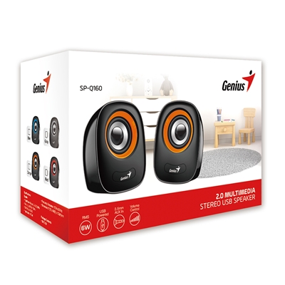 Genius SP-Q160 2.0 Desktop Speakers, Stereo Sound, USB Powered Plug and Play, 6w, 3.5mm with Volume Control, Grey image 3