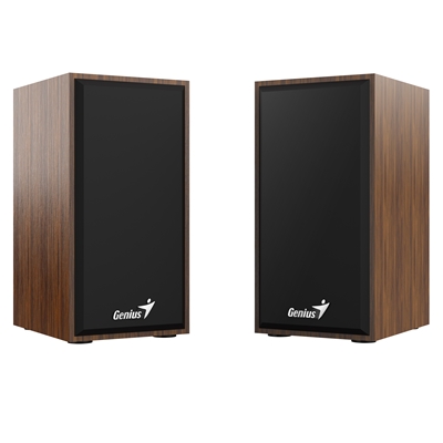 Genius SP-HF180 6W Wooden Desktop USB 2.0 Stereo Speakers with 3.5mm Audio Jack & Volume Control, Natural Wood image 2