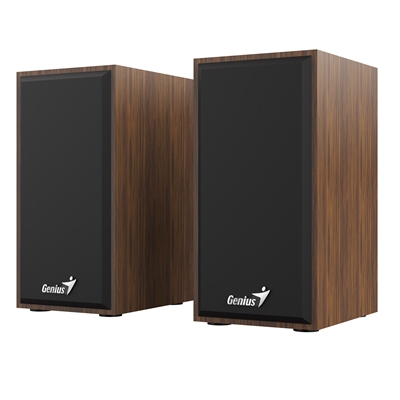 Genius SP-HF180 6W Wooden Desktop USB 2.0 Stereo Speakers with 3.5mm Audio Jack & Volume Control, Natural Wood image 3