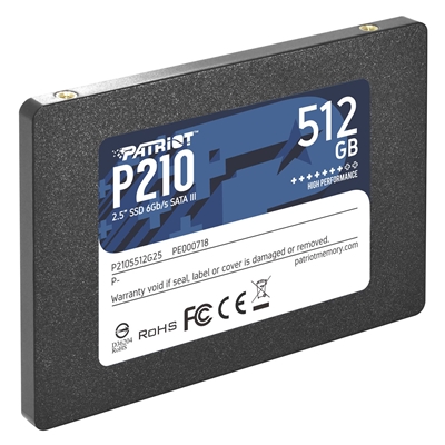 Patriot P210 (P210S512G25) 512GB 2.5 Inch SSD, Sata 3 Interface, Read 520MB/s, Write 430MB/s, 3 Year Warranty image 2