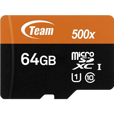 Team 64GB Micro SDXC UHS-1 Class 10 Flash Card with Adapter image 2