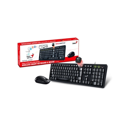 Genius KM-8200 Wireless Smart Keyboard and Mouse Combo Set, Customizable Function Keys, Multimedia, Full Size UK Layout and Optical Sensor Mouse, 1000dpi, designed for Home or Office image 2