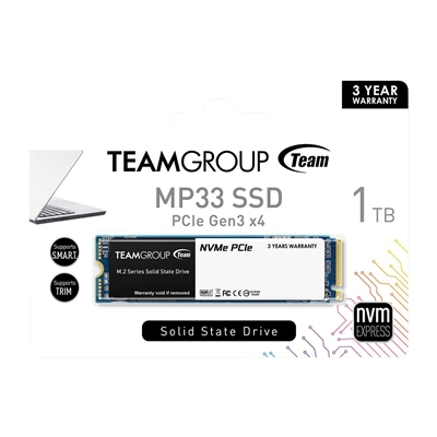 Team MP33 (TM8FP6001T0C101) 1TB NVMe SSD, M.2 Interface, PCIe Gen3, 2280, Read 1700MB/s, Write 1400MB/s, 3 Year Warranty image 2