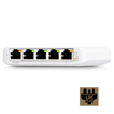 Ubiquiti USW-FLEX-MINI UniFi USW Flex Mini 5 Port Smart Managed POE/USB C Powered Gigabit Network Switch (UK Plug) image 2