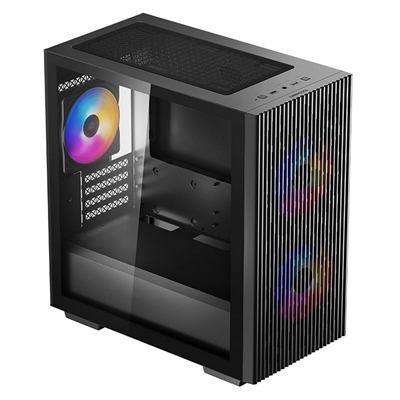 DeepCool MATREXX 40 3FS Case, Gaming, Black, Micro Tower, 1 x USB 3.0 / 1 x USB 2.0, Tempered Glass Side Window Panel, Mesh Front Panel for Optimized Airflow, Tri-Colour LED Fans, Micro ATX, Mini-ITX image 3