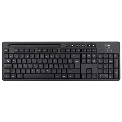 Evo Labs WM-757UK Wireless Keyboard and Mouse Combo Set, With Integrated Tablet/ Mobile/ Smartphone Stand, 2.4GHz Full Size Qwerty UK Layout Keyboard with Wireless Mouse, Ideal for Home/Office, Black image 2