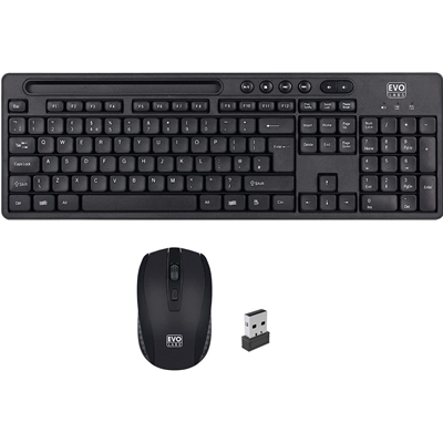 Evo Labs WM-757UK Wireless Keyboard and Mouse Combo Set, With Integrated Tablet/ Mobile/ Smartphone Stand, 2.4GHz Full Size Qwerty UK Layout Keyboard with Wireless Mouse, Ideal for Home/Office, Black image 6