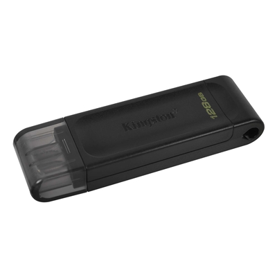 Kingston DT70/128GB DataTraveler 128GB USB Flash Drive, USB 3.2,  USB-C, Gen1, 80MB/s, Cap Design, Black, Retail. image 2