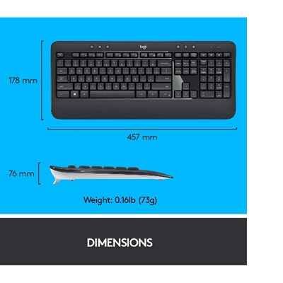 Logitech MK540 Advanced Wireless Keyboard and Mouse Combo for Windows, 2.4 GHz Unifying USB-Receiver, Multimedia Hotkeys, 3-Year Battery Life, for PC, Laptop, QWERTY UK Layout, Black image 5