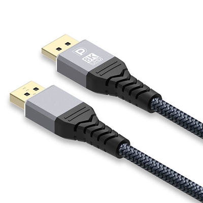 Prevo DP14-2M DisplayPort Cable, DisplayPort 1.4 (M) to DisplayPort 1.4 (M), 2m, Black & Grey, Supports Displays up to 8K@60Hz, Robust Braided Cable, Gold-Plated Connectors, Superior Design & Performance, Retail Box Packaging image 3