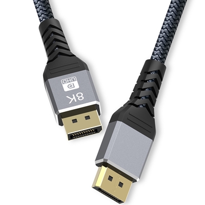 Prevo DP14-2M DisplayPort Cable, DisplayPort 1.4 (M) to DisplayPort 1.4 (M), 2m, Black & Grey, Supports Displays up to 8K@60Hz, Robust Braided Cable, Gold-Plated Connectors, Superior Design & Performance, Retail Box Packaging image 4