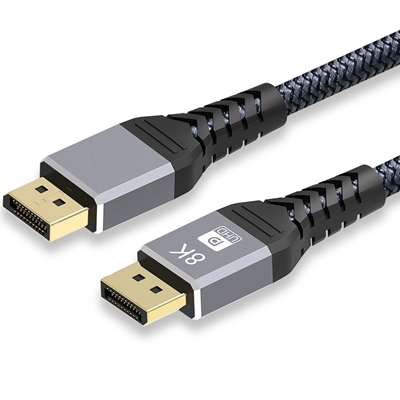 Prevo DP14-2M DisplayPort Cable, DisplayPort 1.4 (M) to DisplayPort 1.4 (M), 2m, Black & Grey, Supports Displays up to 8K@60Hz, Robust Braided Cable, Gold-Plated Connectors, Superior Design & Performance, Retail Box Packaging image 5