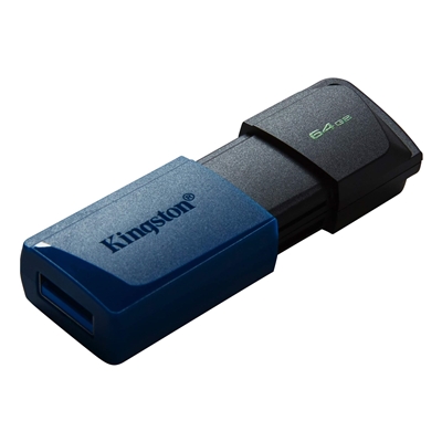 Kingston DataTraveler ExodiaM DTXM/64GB USB Flash Drive, 64GB, USB 3.2, Blue / Black, Moving Cap Design image 2