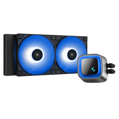DeepCool LS520 Premium AiO Liquid CPU Cooler, Universal Socket, 240mm Radiator, PWM 2250RPM Cooling Fans, Addressable RGB LED Lighting, Fully Customizable Infinity Mirror Cap Design, Black Version image 2