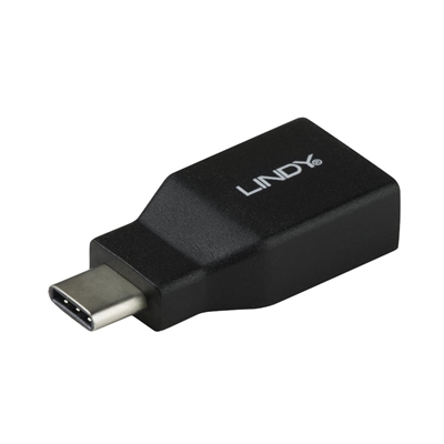 LINDY 41899 USB Adapter, USB 3.2 Type-C (M) to USB 3.2 Type-A (F), Adapter, Black, Supports Data Transfer Speeds up to 10Gbps, Robust PVC Housing & Nickel Connectors, Retail Polybag Packaging image 2