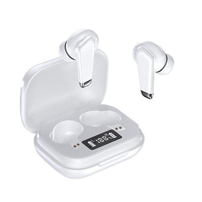 Prevo Q2 TWS Earbuds, Bluetooth 5.1, Automatic Pairing, Touch Control Feature with Digital LED Display Wireless Charging Case, Android, IOS and Windows Compatible, White image 2
