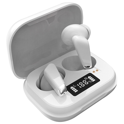 Prevo Q2 TWS Earbuds, Bluetooth 5.1, Automatic Pairing, Touch Control Feature with Digital LED Display Wireless Charging Case, Android, IOS and Windows Compatible, White image 3