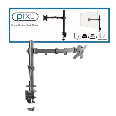 piXL Desk-Mounted Fully-Adjustable Single Monitor Arm for Screens up to 32 inch with VESA Mount & Built-In Cable Management image 5