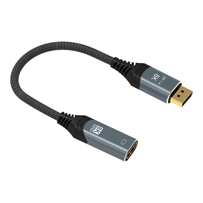 Prevo DPM-HDMIF-ADA Display Converter Adapter, DisplayPort (M) to HDMI (F), 0.2m, Black & Silver, DisplayPort 1.4 & HDMI 2.0, Supports up to 4K@60Hz, Braided Cable, Retail Box Packaging image 3