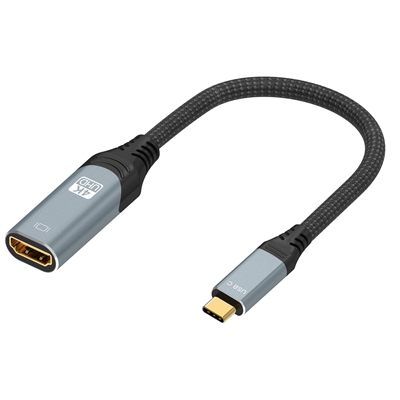 Prevo USBC-HDMI-ADA Display Converter Adapter, USB Type-C (M) to HDMI (F), 0.2m, Black & Silver, HDMI 2.0, Supports up to 4K@60Hz, Braided Cable, Retail Box Packaging image 2