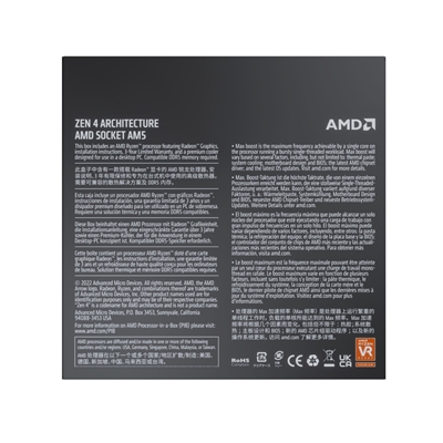 AMD Ryzen 9 7900 with Radeon Graphics, 12 Core Processor, 24 Threads, 3.7GHz up to 5.4GHz Boost, 76MB Cache, 65W, Wraith Prism LED Cooler, Radeon Graphics image 4