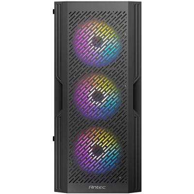 Antec AX20 Case, Black, Mid Tower, 1 x USB 3.0 / 2 x USB 2.0, Tempered Glass Side Window Panel, Slanted Bar & Mesh Design for Massive Airflow, 3 x Pre-Installed RGB LED Fans, ATX, Micro ATX, Mini-ITX Compatible image 3