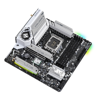 ASRock B760M Steel Legend WiFi Intel 1700 Socket Motherboard, Micro-ATX, 4x DDR5 Slots, 3x M.2 Sockets, Fitted I/O Shield, 2.5GbE LAN, Wi-Fi 6E, 1x DisplayPort / 1x HDMI Port image 4