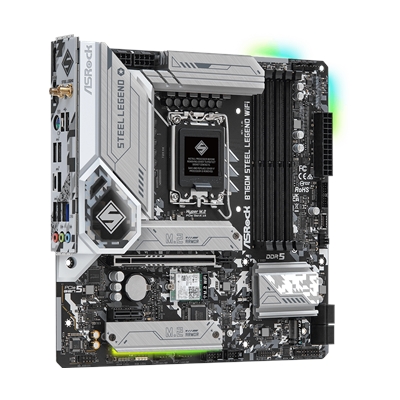 ASRock B760M Steel Legend WiFi Intel 1700 Socket Motherboard, Micro-ATX, 4x DDR5 Slots, 3x M.2 Sockets, Fitted I/O Shield, 2.5GbE LAN, Wi-Fi 6E, 1x DisplayPort / 1x HDMI Port image 5