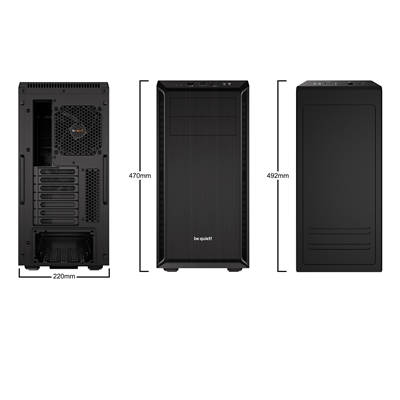 be quiet! Pure Base 600 Case, Black, MId Tower, 2 x USB 3.2 Gen 1 Type-A, 2 x Pure Wings 2 Black PWM Fans Included, Completely Sound Insulated with Dampening Materials, Adjustable Top Cover Vent image 2