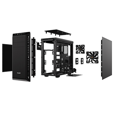 be quiet! Pure Base 600 Case, Black, MId Tower, 2 x USB 3.2 Gen 1 Type-A, 2 x Pure Wings 2 Black PWM Fans Included, Completely Sound Insulated with Dampening Materials, Adjustable Top Cover Vent image 4