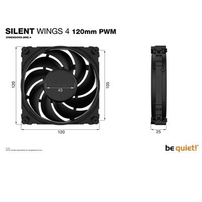 be quiet! Silent Wings 4 PWM Black Fan, 120mm, 1600RPM, 4-Pin PWM Fan Connector, Black Frame, Black Blades, Optimized Fan Blades for High End Performance, 2 Mounting Options image 5