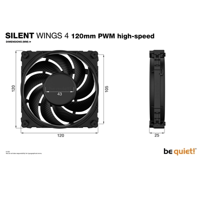 be quiet! Silent Wings 4 PWM High Speed Black Fan, 120mm, 2500RPM, 4-Pin PWM Fan Connector, Black Frame, Black Blades, Optimized Fan Blades for High End Performance, 2 Mounting Options image 5