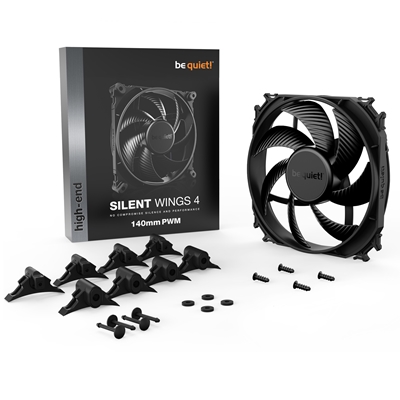be quiet! Silent Wings 4 PWM Black Fan, 140mm, 1100RPM, 4-Pin PWM Fan Connector, Black Frame, Black Blades, Optimized Fan Blades for High End Performance, 2 Mounting Options image 4