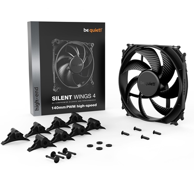 be quiet! Silent Wings 4 PWM High Speed Black Fan, 140mm, 1900RPM, 4-Pin PWM Fan Connector, Black Frame, Black Blades, Optimized Fan Blades for High End Performance, 2 Mounting Options image 4