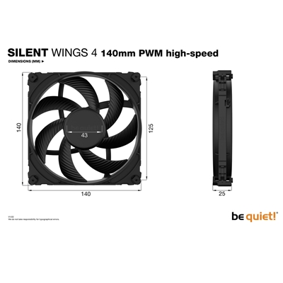 be quiet! Silent Wings 4 PWM High Speed Black Fan, 140mm, 1900RPM, 4-Pin PWM Fan Connector, Black Frame, Black Blades, Optimized Fan Blades for High End Performance, 2 Mounting Options image 5
