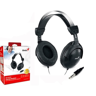 Genius HS-M505X Noise-cancelling Headset with Mic, 3.5mm Connection, Plug and Play with Adjustable Headbandand, In-line microphone and Volume Control, Black image 3